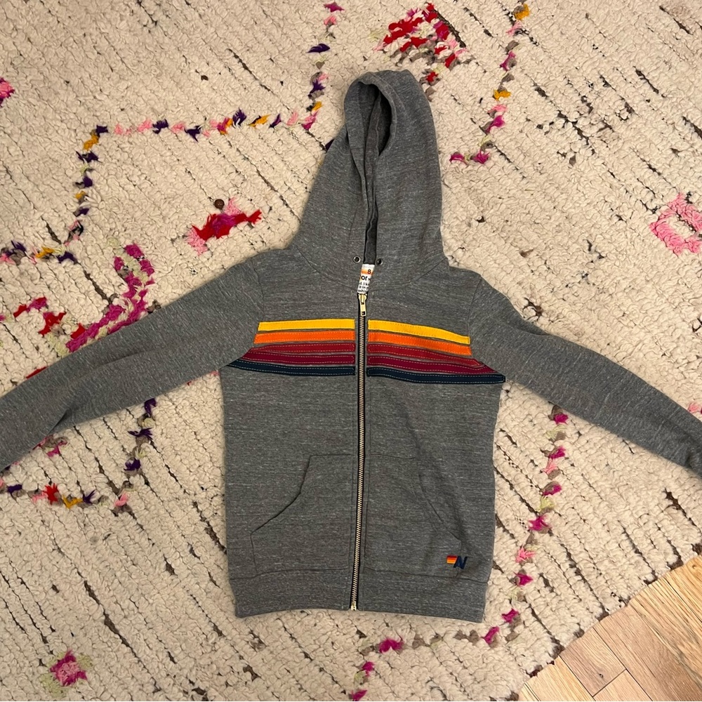 NWOT Aviator Nation KID'S 5 STRIPE HOODIE - GRAY